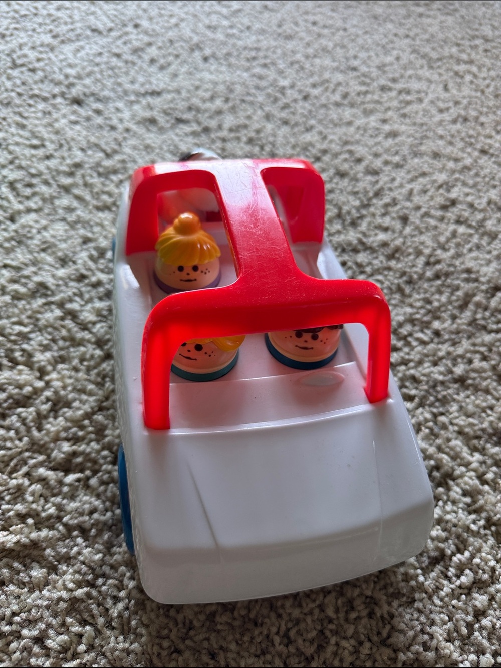 White and Red Kids Play Car with Removable Peg Figures